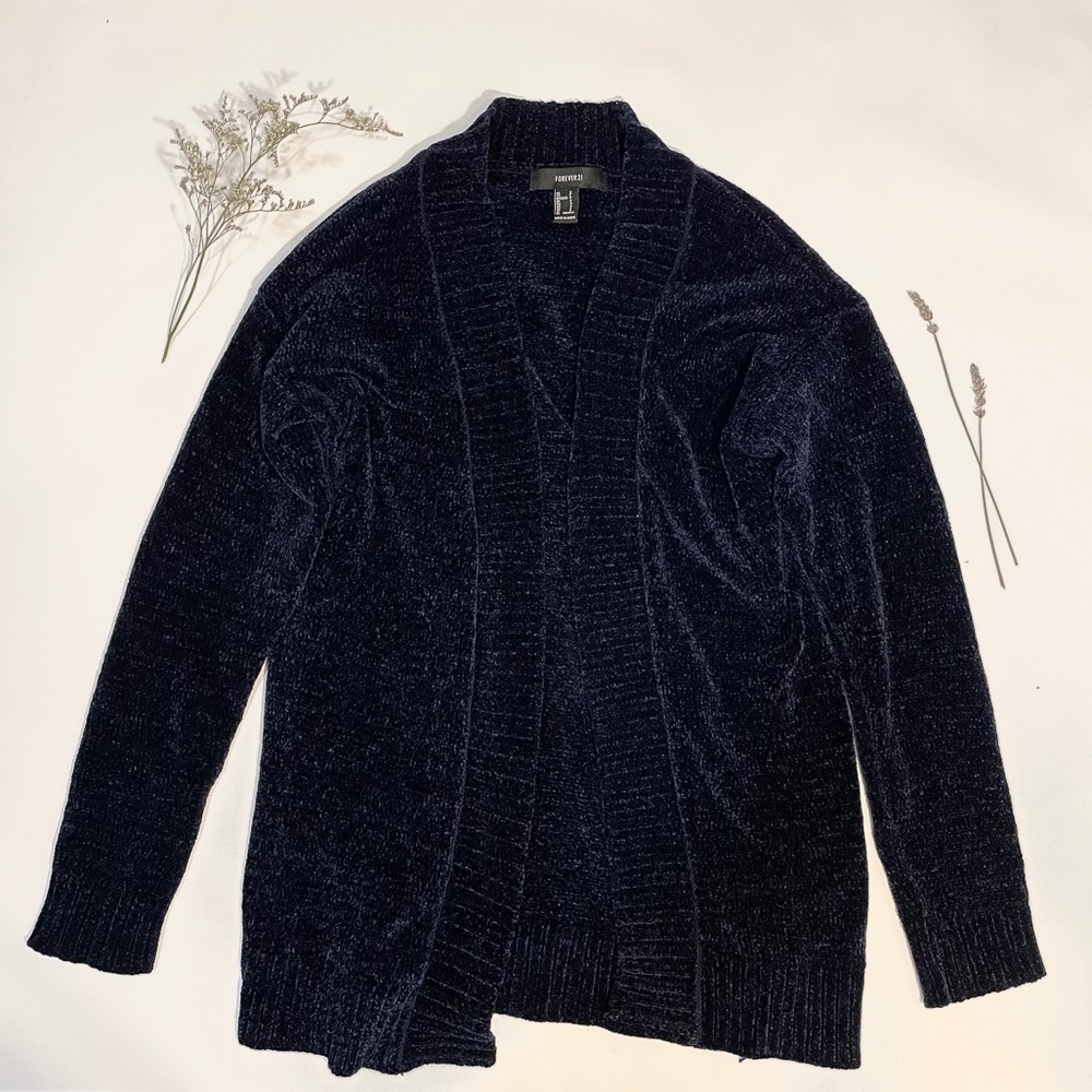 Navy chenille cardigan